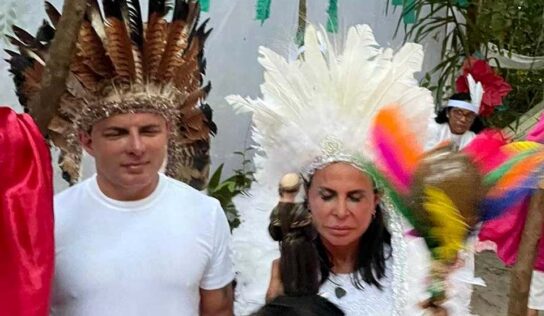 Gretchen renova votos de casamento com Esdras de Souza em cerimônia indígena