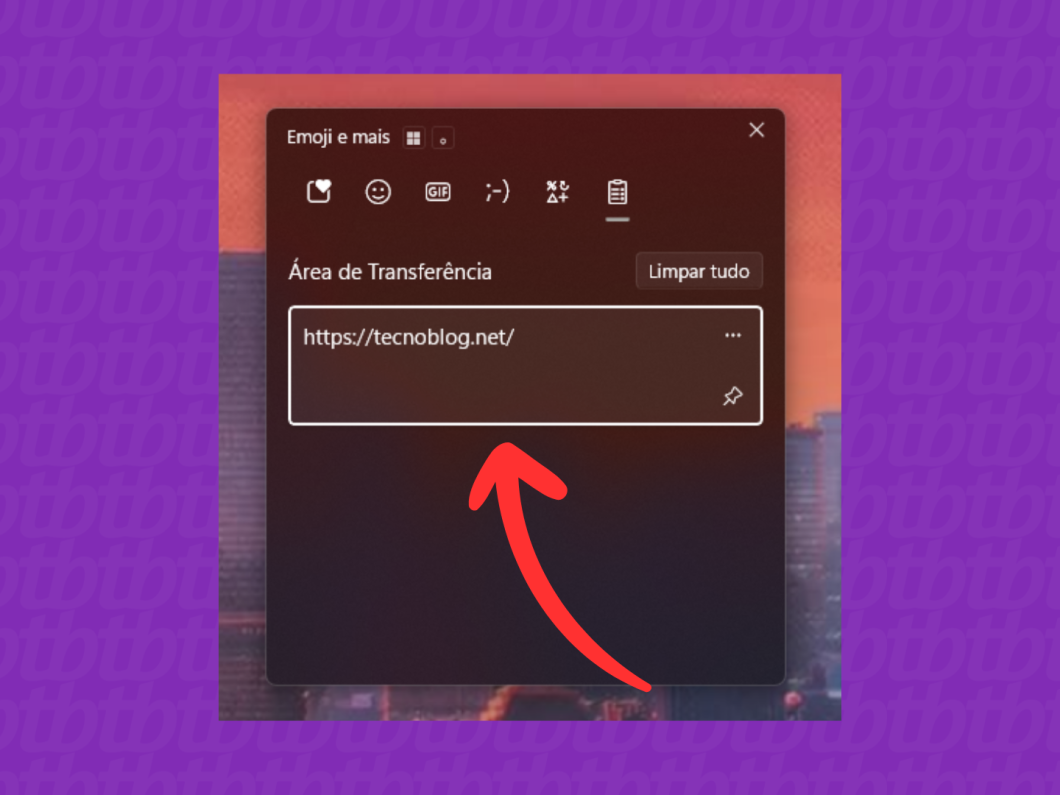 Visualizando o histórico da área de transferência do Windows