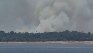 Forte incêndio atinge área de vegetação no distrito de Cacau Pirera