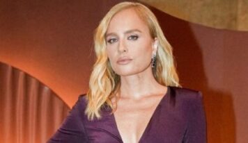 Vestido com flor em relevo e fenda: o look sofisticado de Angélica na TV