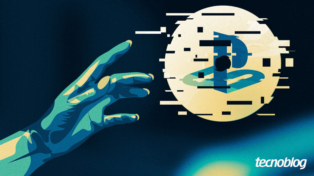 Mão em estilo ilustrado e um disco de PlayStation