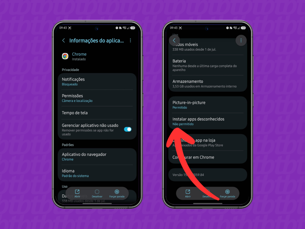 Selecionando o menu "Instalar apps desconhecidos" (imagem: Lupa Charleaux/Tecnoblog)