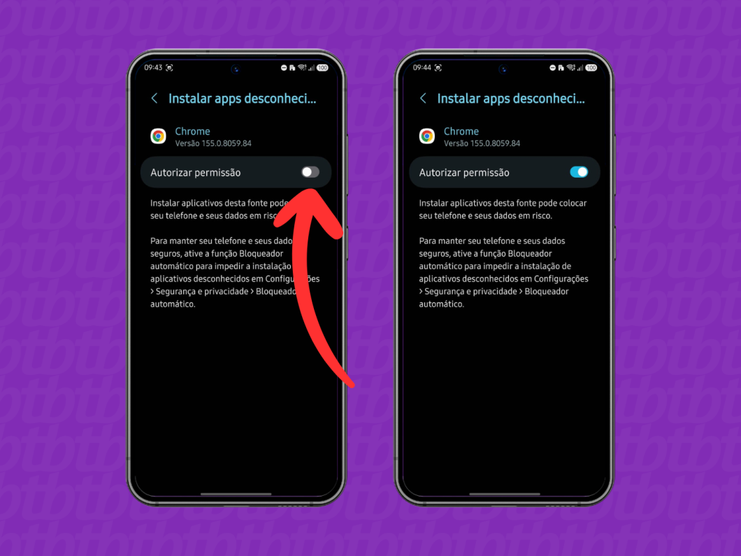 Ativando a função para instalação de apps de terceiros (imagem: Lupa Charleaux/Tecnoblog)