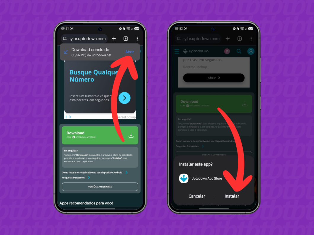 Instalando o app Uptodown App Store (imagem: Lupa Charleaux/Tecnoblog)