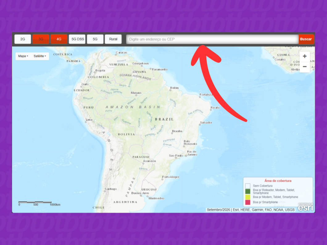 Informando a localização no mapa de cobertura (imagem: Lupa Charleaux/Tecnoblog)