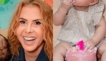 Avó coruja, Joelma surge em fotos raras com a neta em aniversário de 1 ano; veja